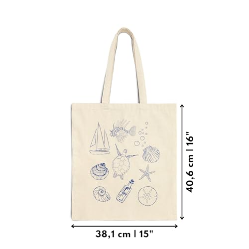 Large Canvas Seashell Tote Bag – Printed Canvas Tote Bag, Coastal Beach Bag for Women | Ocean Gift, Lightweight, Eco-Friendly, Graphic Cotton Tote for Market, Vacation or Shopping4