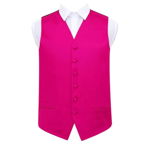 Gilet de mariage rose vif homme en satin brillant costume de cérémonie 91cm