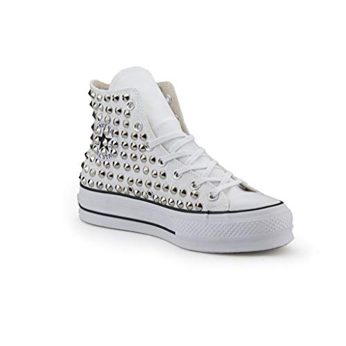  Scarpe Platform Personalizzate Borchiate Sneakers (Artigianali) con Borchie Cono Argento 37 EU