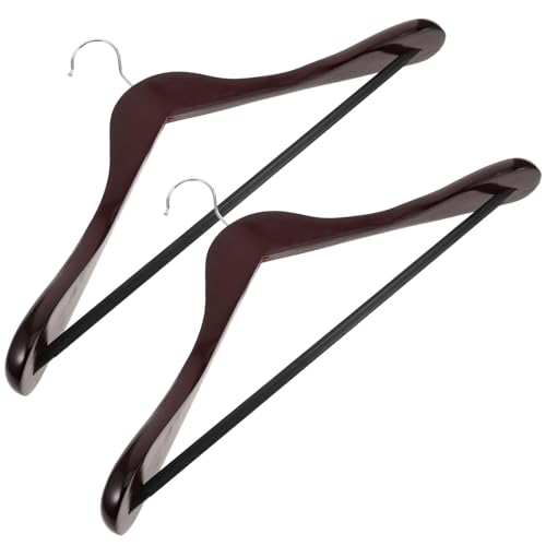 SOLUSTRE Solid Wood Suit Hanger Curved Design Wide Shoulder Non-Slip Bar Heavy Duty Coat Racks Hangers