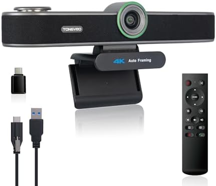 TONGVEO AI Tracking 4K Webcam 5X Zoomable for Conference TV Room ...