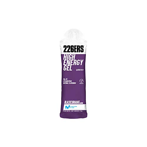 226ERS High Energy Gels, Gel Energético Vegano con Ciclodextrina y BCAA - Doping Free - Grosella Negra, 24 unidades