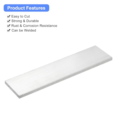Image of uxcell Square Aluminum Flat Bar, 5 /16 inch Thick 2.4 inch Width 10 inch Length Square Aluminum Bar 6061 Aluminum Flat Plate, 8 x 60 x 254mm T6511 Solid New Mill Stock for Industrial Building