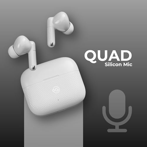 Image of OOGE Wavepods 400 TWS Earbuds, Quad Mic with ENC, 1000-Hour Standby, Type-C Fast Charging, PureTone HD Audio, Elegant White Textured Design