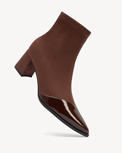 Women's Chunky Block Heel Ankle Boots - Pointed Toe Comfortable Work & Casual Booties with Non-Slip Sole2