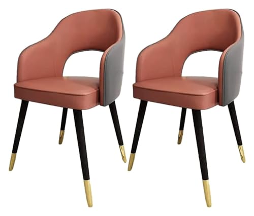Juego de 2 sillas de comedor modernas de mediados de siglo, tapizadas de piel sintética, muebles elegantes para el hogar y la oficina, disponibles en gris y caqui para decoración de comedor.