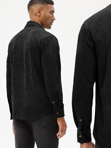 Image of Comdecevis Men's Corduroy Shirt Long Sleeve Shacket