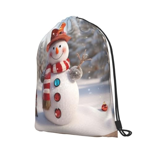 Drawstring Bag for Women Lightweight Sports Gym Bag Christmas Snowman Soccer Backpack for Travel2