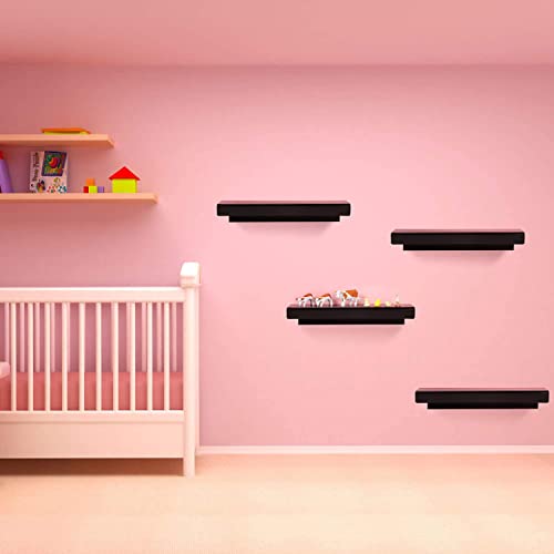 SHIOK DECOR Wall Mounted Metal Floating Bookshelf | Ledge Book Shelf for Kids Room, Living Room, Office, Bedroom, Bathroom & Kitchen | 8 Pcs. - Black (14 Inch) - Image 6