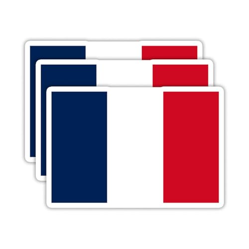 Image of (3PCS) France Flag stickers, Countries Flag Stickers - Waterproof Vinyl Decals For Laptops, Tumblers, Water Bottles, Books, Scrapbooks, Size 3 x 2 Inch