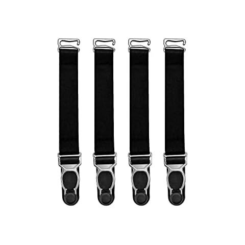 Satini Short Metallic Clip Suspender Belt Lingerie Straps (Black - Silver, 4 straps) Cover