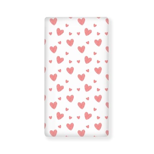 Image of Hearts Baby Crib Sheets for Boys Girls Pink Fitted Crib Sheet for Standard Crib and Toddler Mattress Cute Heart Baby Mattress Sheets Toddler Bed Sheet 52x28x8 in