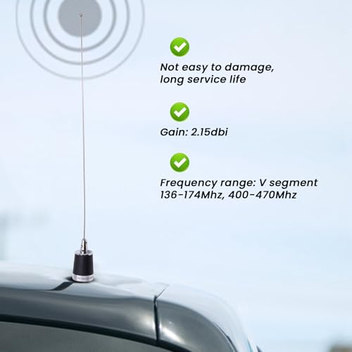 Antenne VHF UHF voiture anti-grésillements bibande NMO à gain élevé - 7