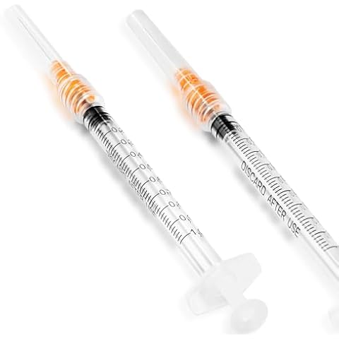 1ml Disposable Luer Lock Syringes with 25G 1 Inch Needle Individual Package - Pack of 20 Cover