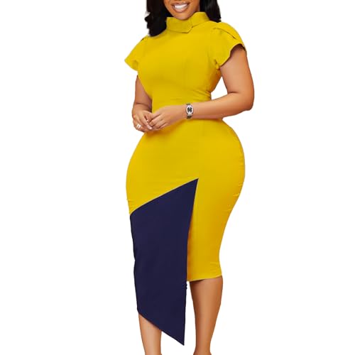 New Women's Slanted Neck Fashionable Temperament Short Sleeved Hip Hugging Color Blocked Pencil Skirt