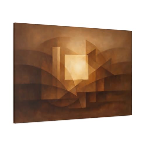 Tableau abstrait géométrique marron et or en toile 120x80 cm pour salon