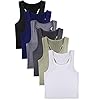 6-Pieces-Basic-Crop-Tank-Tops-Sleeveless-Racerback-Crop-Sport-Top-for-Women 6 Pieces Basic Sleeveless Racerback Sports Crop Tank Tops for Women Girls Daily Wearing (Black, White, Dark Grey, Navy, Grey, Olive, L)