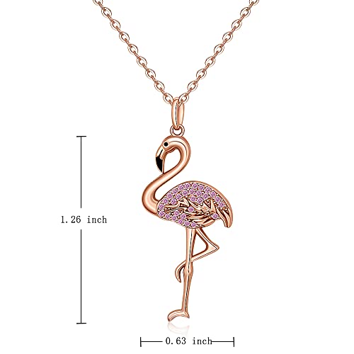 Flamingo Necklace Halloween Skeleton Cat Necklace Turtle Axolotl Hummingbird Necklaces for Women 925 Sterling Silver Cute Animal Jewelry Christmas Gifts - Image 3