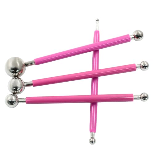 Unlorspy 4Pcs Metal ball Fondant Tool Stainless Steel Modelling Ball Tools Set DIY Cake Decorating Tool for Sculpting and Shaping (Red)
