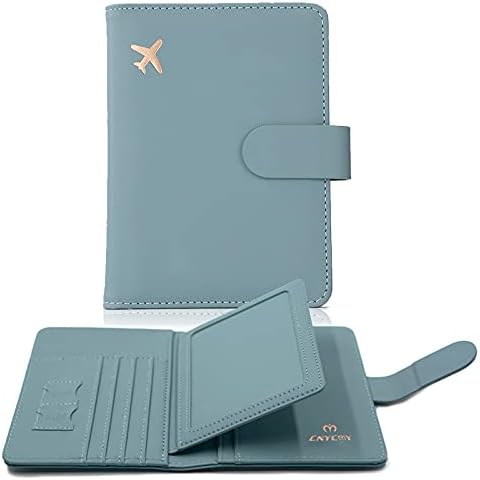 Cnycmy Passport Holder and Vaccine Card Holder,Passport-Wallet-Holder for Women, Rfid Passport Holder with Vaccine Card Slot Waterproof, PU Leather Travel Passport Case (greyish green)