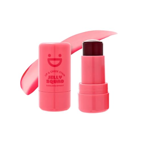 OZ LAB Jelly Squad Lip and Cheek Stain 2 in 1 Tinted Jelly Blush and Lip Stain Long Lasting Lightweight Natural Finish Goofy Cherry Pink, 0.28 FL.OZ/8Gï¼Œpack of 1