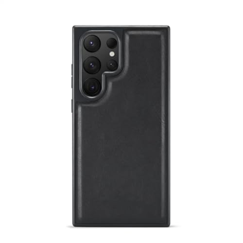 Support de voiture magnétique avec étui en cuir résistant Galaxy S21 Ultra noir