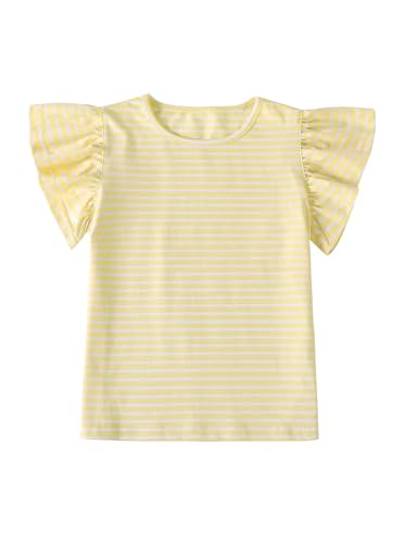 Image of Girls' Summer Shirts Cute Tops Ruffle Sleeve Crew Neck Casual Tees