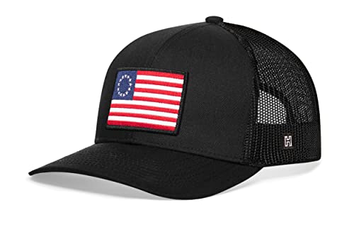 Image of HAKA American Flag Trucker Hat - USA Flag Mesh Snapback Cap for Men, Women & Golf, Patriotic Baseball Dad Hat