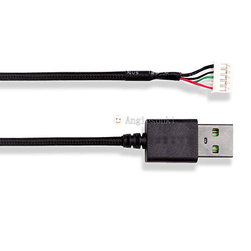 Huyun Usb Mouse Cable Mice Line & Feet Replacement For Razer Deathadder Elite Chroma Multi-Color Gaming Mouse (Elite Cable+Feet) #TOP1