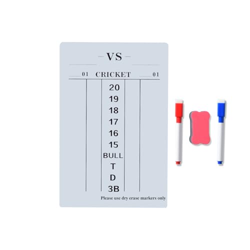 Soft & Rollable Dart Scoreboard with Dry Erase Markers and Eraser - Easy to Install and Clean - Waterproof Surface for Cricket and 01 Games - 7.48 x 11.42 Inches - Roll Up for Storage