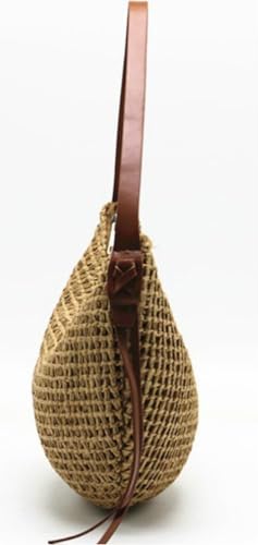 Oversized Dumpling Straw Purse, Handmade Woven Shoulder Bag, Summer Beach Clutch Blending Quirky Style and Practicality3