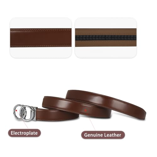 Image of Aurolran Men&Womens Leather Dress Belt Business Automatic Buckle Belt Color-Black Silver Gold