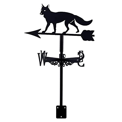 EICOFF Exquisite Metall-Wetterfahne-Ornament, Fuchs-Wetterfahne, Gusseisen-Wetterfahne, Garten-Metalldekorationen, Windrichtungsanzeiger mit Dachhalterung für den Außenbereich, Dach, Bauernhof, Hof