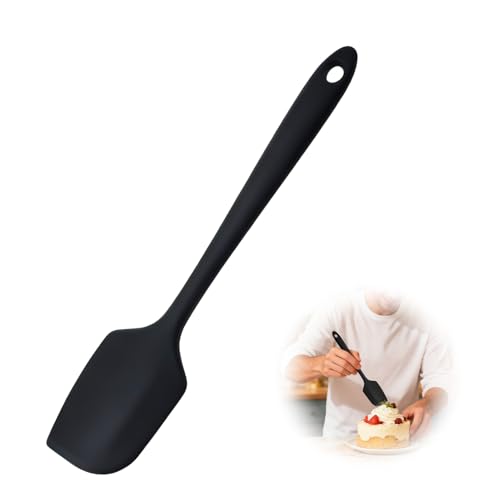 Grande spatule en silicone de 29 cm, 250 °C, résistante à la chaleur, anti-adhésive, flexible, sans coutures, noire - Ustensiles de cuisine en silicone...