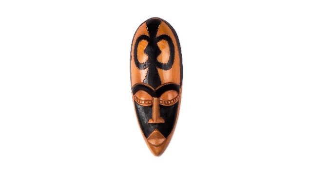 Handgeschnitzte Holzmaske „Trimurti“ Aus Hibiskus-Holz – Hindu-Götter Deko, 19,7 Cm – Von NOVICA
