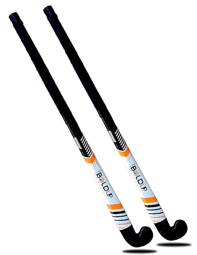 Image of Heavy-Duty Solid Wooden Hockey Stick - 36 inch Weighted Practice & Self Defense Bat (L-36-inch)(Hockey Black Combo of 2)
