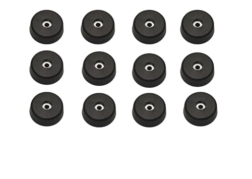 Image of Penn Elcom Medium Tapered Rubber Feet with Built‑in Steel Washers, Set of 12 | Heavy‑Duty Non‑Slip Shock‑Absorbing Rubber Bumpers for Audio & AV Gear (O 37.8 mm x H 13.8 mm)