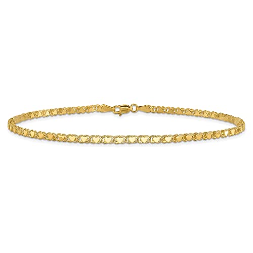 14k Yellow Gold Double Sided Heart 10 Inch Anklet Ankle Bracelet Love Fine Jewelry For Women Gifts For Her - Image 4