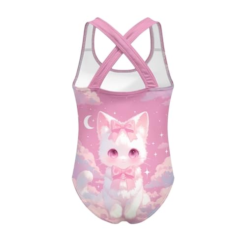 Image of Girls One Piece Swimsuits Teens Sleeveless Back Cross Strap Bathing Suit Kids Quick Dry Cute Beach Swimwear(5-14)