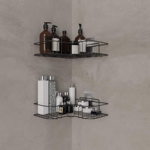 Image of TEKCOOL Pack of 1 Self-Adhesive Shelf /Storage Organizer for Bathroom and Kitchen Corner Wall Mounted Rack Shelf Bathroom Accessories No Drilling Adhesive Storage Rack'