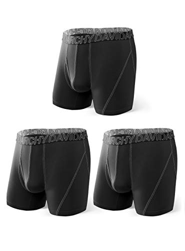 DAVID ARCHY 3 Pack Men's Ultra Soft Mesh Quick Dry Sports Underwear Breathable Boxer Briefs with Fly (M, Black)
