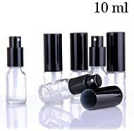 Small Clear Glass Spray Bottles for Aromatherapy Essential Oils – Refillable 0.35 oz Fine Mist Sprayers with black Tops, 6 PACK Set