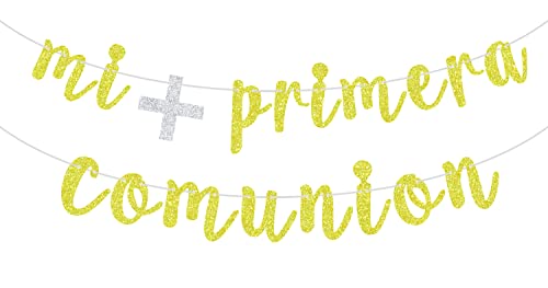 Bannière Communion et Baptême dorée pour décoration de fête