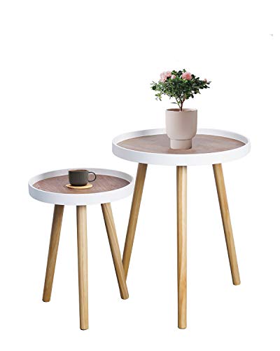 Feenice Juego de 2 mesas auxiliares de café, mesas nido de café, mesas de café multifuncionales, mesas de café, mesas pequeñas para oficina, cocina, salón Cover
