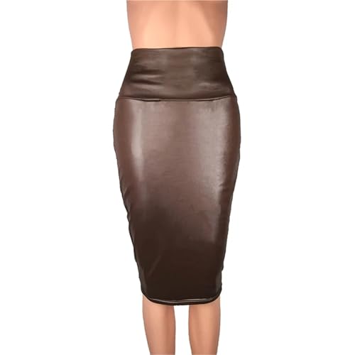 ZHOUXYFDC Gonne A Tubino Gonna in Pelle con Spacco Posteriore da Donna, Gonna A Tubino Sexy Aderente, Gonna A Tubino Sexy da Ufficio, Gonna Lunga Estiva A Vita Alta(Coffee,L)