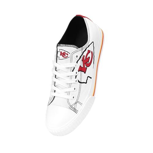 Image of FOCO NFL Womens NFL Ladies Fashion Team Big Logo Low Top White Canvas Sneakers Shoes