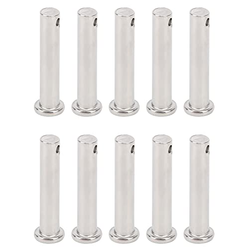 Yuecoom 10Pcs Round Clevis Pins Flat Head 304 Stainless Steel Locating Linear Moving Parts M8x40mm