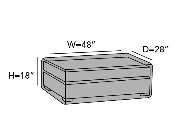Covermates Rectangular Ottoman Cover - Heavy-Duty Polyester, Weather Resistant, Drawcord Hem, Seating and Chair Covers, 48W x 28D x 18H, Ripstop Tan