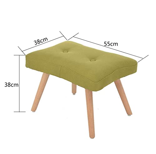 Tabouret de siège en Bois Massif | Repose-Pieds rembourré Canapé Ottoman Pédales | Nordic Dressing Stool Change Shoe Bench Bed End Tabouret (Couleur: Vert) – Image 3