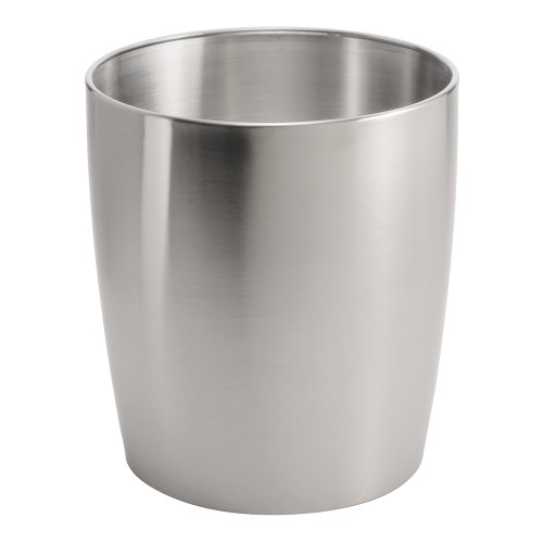 InterDesign Gina Wastebasket Trash Can, Brushed Stainless Steel